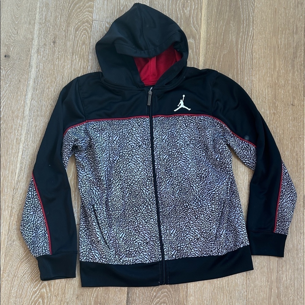 Nike Air Jordan Black and Gray Zip-Up Hoodie